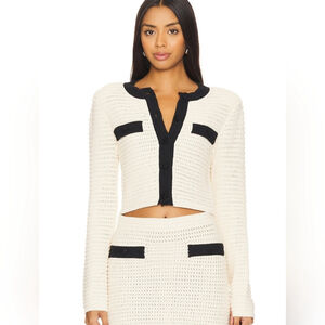 NWT $178 MAJORELLE Slater Cardigan In Ivory And Black Small